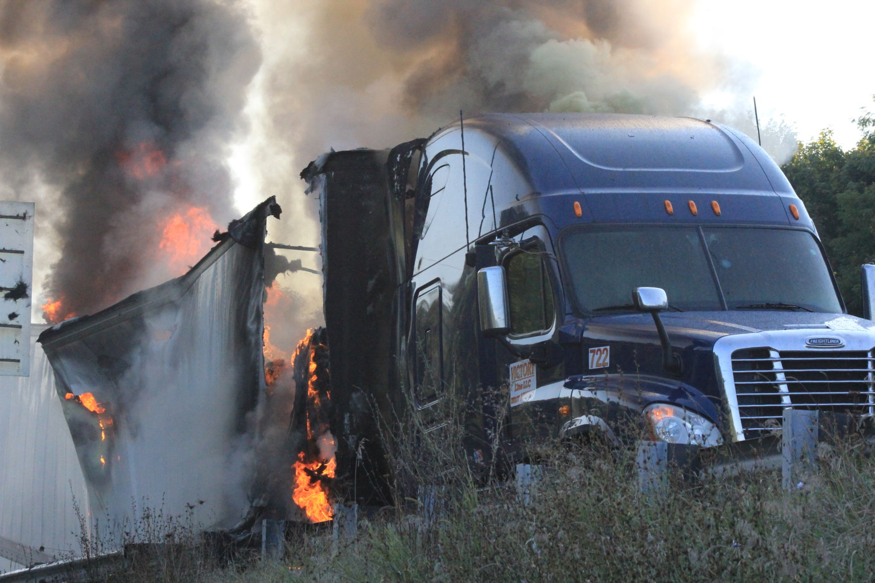 Truck fire closes I-68